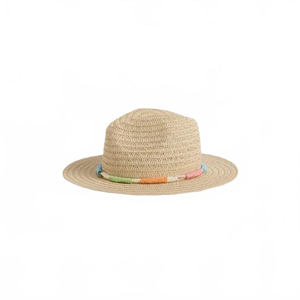 NEW COCO + CARMEN women's paper straw hat in beige with pastel